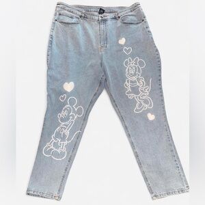 Disney plus size Light Blue Straight Leg Jeans with Character Prints